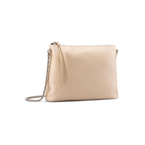 Bolso bandolera en piel autentica, Beige Bolso bandolera en piel autentica, Beige